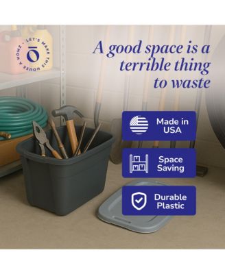 6610BKTS.10 10 Gallon Durable Molded Plastic Storage Bin with Secure Lid