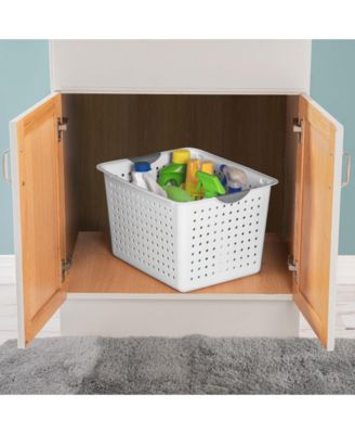 Deep Ultra Nesting Plastic Storage Bin Basket Tote, White (12 Pack)