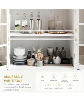 36" Kitchen Sideboard Cabinet with Glass Doors and Drawer