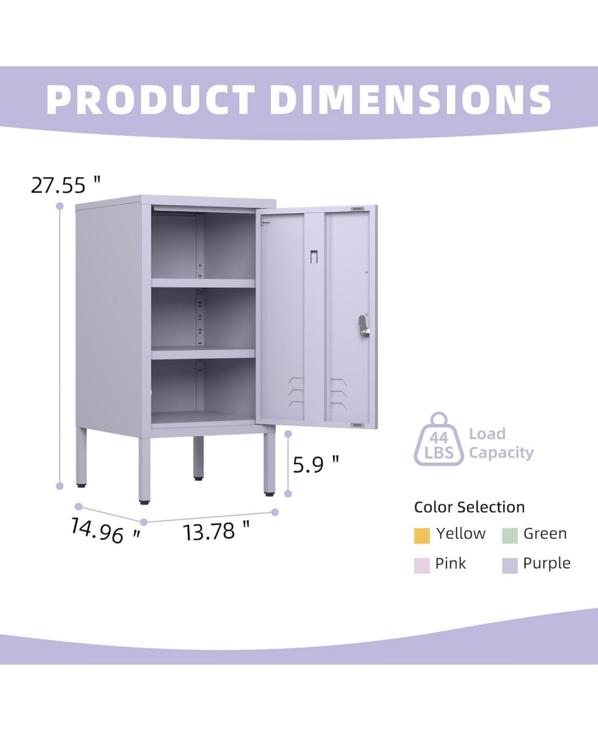 gaomon Metal Locker Nightstand with Door & Shelf, Modern Steel Bedside Storage Cabinet, Single Door Lockable Metal End Table for Bedroom