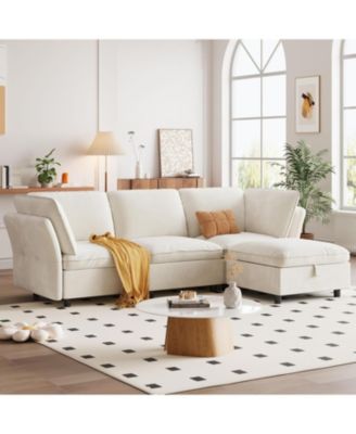 97" Sectional Couch for Living Room, Modern l-Shaped Modular Sectional Sofa, Cloud Couch with Storage Ottoman