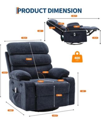 360°Swivel Rocker Recliner Chair for Adult,Massage and Heat Swivel Rocker Recliner Chair w/Adjustable Backrest and Footrest for Adult