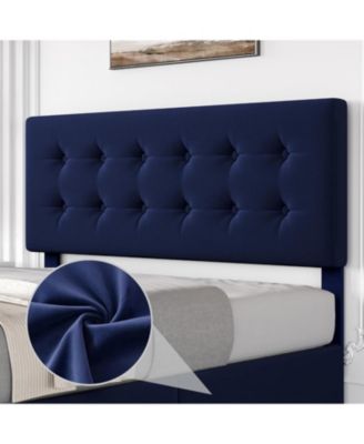 Full Size Bed Frame with 4 Storage Drawers and Headboard, Velvet Upholstered Platform Bed Frame with Wooden Slats Support