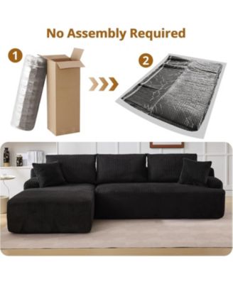 Cloud Sectional Couch 106" Modern L-Shape Corner Modular Upholstered Sofa with Loveseat Chaise Deep Seat Plush Corduroy Fabric Foam Cushions