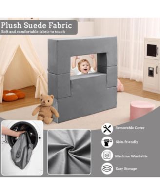 Modular Kids Couch Sofa for Toddlers and Kid's Foam Play Couch Convertible Soft Kids Sofa Set with Detachable Cushions