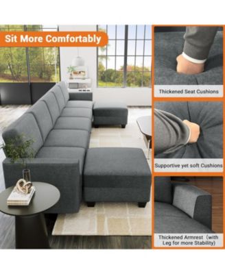 Oversized Modular Sectional Sofa with Storage Ottoman, Large U Shaped Corner Couch, Convertible Modular Sectional Couch