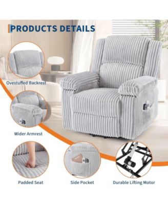Power Lift Recliner Chair - Heat and Massage, Electric Lift Plush Recliner with Soft Padded Seat, Back Support & Armrests