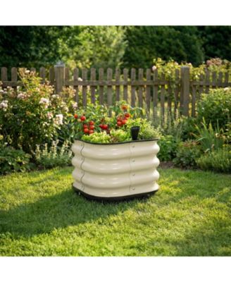 Galvanized Raised Garden Bed 16.5'' Self-Watering Planter Box with Drainage Plug and Water Reservoir for Indoor & Outdoor Gardening