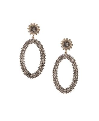 Maxi Daisy Intricate Oval Drop Earrings