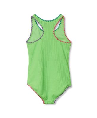 Girls Chlorine Resistant Embroidered One Piece Swimsuit