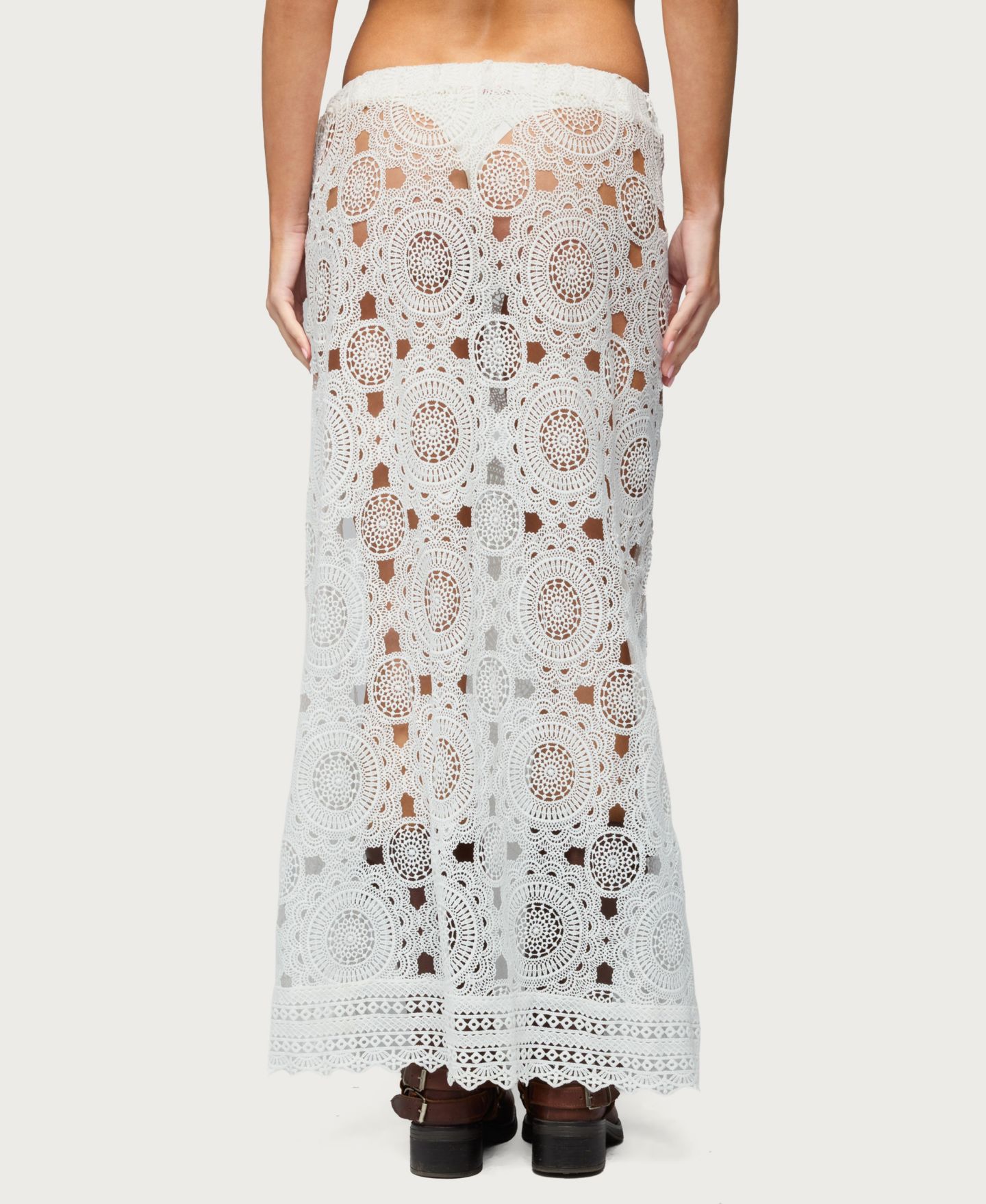 Женская юбка Edikted Milana Slit Sheer Lace Maxi, цвет: Белый — фото 2
