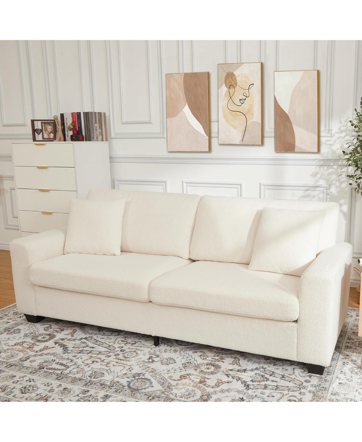 gaomon 83 Inch Sofa, Modern Corduroy 3 Seater Deep Seat Couch with Wide Armrest