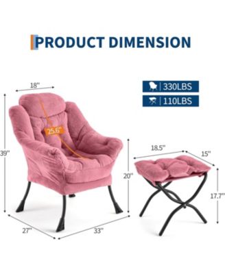 Lazy Chair with Ottoman, Modern Lounge Accent Chair,Leisure Sofa Armchair with Footrest,Reading Armchair with Side Pocket for Living Room