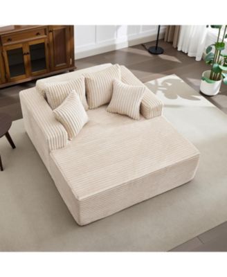 Oversized Chaise Lounge Chair 54 61" Indoor Corduroy Cloud Boneless Single Couch Sofa with 4 Pillows Armrests & Deep Seat No Assembly