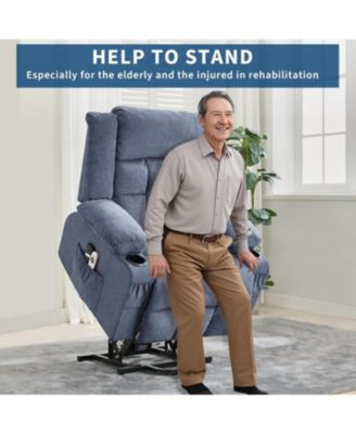 Power Lift Recliner Chair for Seniors with Heat & Massage, 3-Position Electric Recline, 2 Cup Holder, 2 Side Pocket, USB Port, Remote Control