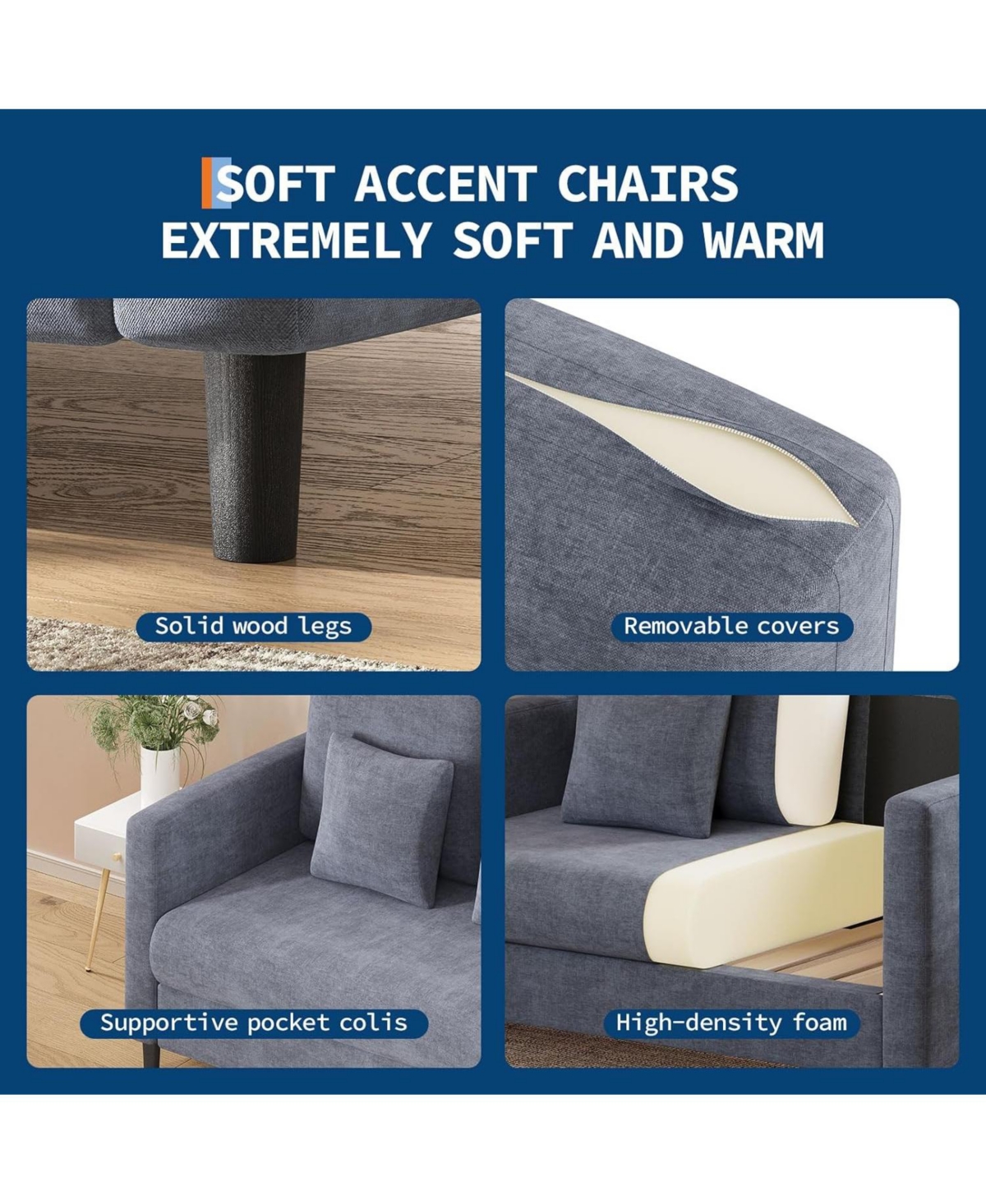 gaomon Loveseat Sofa, 52" Love Seat for Small Spaces, Mid Century Sofa Accent Chair, Solid Wood Frame, Tool-Free Assembly, Comfy Sofa Couch