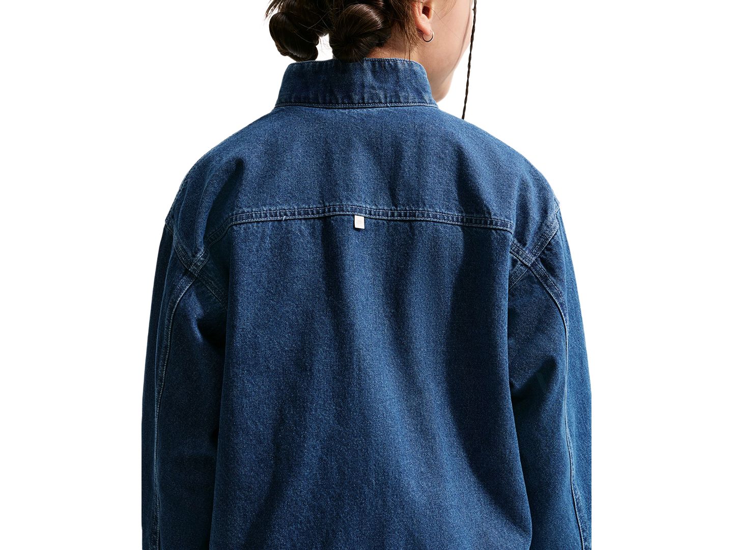 Куртка Nike Sportswear Collection Windrunner Oversized Denim Jacket для девочек, цвет: Тёмно-синий — фото 4