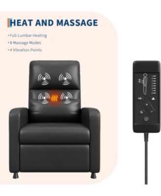 Power Recliner Chair with Massage and Heat with Massage Function with Lumbar Support, Adjustable Push Back, Wide Armrests