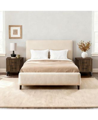 Mid Century Modern Nightstand, Walnut Night Stand with Curved Edge, Nightstand with Drawers