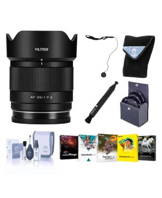 AF 25mm f/1.7 Air E Lens (Sony E) with Pen Lens Cleaner,Lens Wrap, Cap Keeper for Camera Lens,Photo Video Art Suite Software Kit