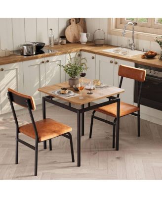 3Pcs Small Kitchen Table Set for 2, Wooden Dining Table Set for 2, Farmhouse Table Set with Table and Chair for Small Rooms or Flats