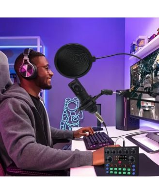 Podcast Equipment Bundle Audio Interface with All In One Live Sound Card Professional Condenser Microphone for Recording Live Streaming