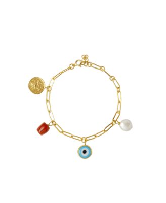 Cornicello Evil Eye and Pearl Charm Bracelet