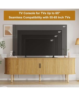 70.1 in TV Stand, Modern TV Console Table with Storage Compartment and Sliding Door, Gaming Entertainment Center with Cabinet for Living Room