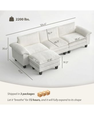 Sectional Sofa, L Shaped Couch with Deep Seat, Ottoman,