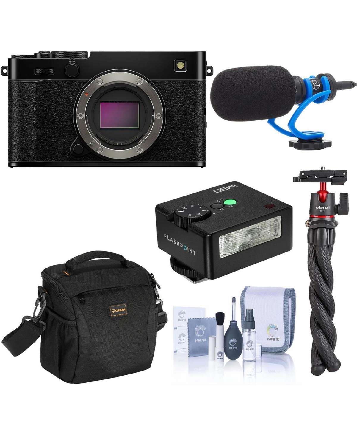 Fujifilm X-E5 Mirrorless Camera, Bundle with Memory Card, Shoulder Bag, Cleaning Kit, Battery Pack, Card Reader - Black