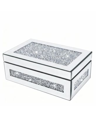 Crystal Glass Jewelry Box with Mirror for Women