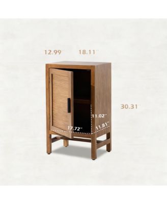 Rustic Slat Nightstand with 2 Shelves for Bedrooms