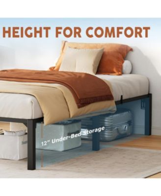 Twin Bed Frame, 14" High Platform Bed Frame, Heavy Duty Steel Slat Support Twin Size with Storage Space, Support Up to 800 LBS, Easy Assembly