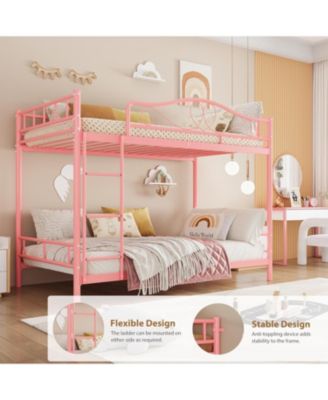 Metal Bunk Bed Twin Over Twin, Heavy Duty Bunkbeds Frame with Safety Guard Rails for Kids Boys GirlsSteel Bed for School, Bedroom Space-Saving