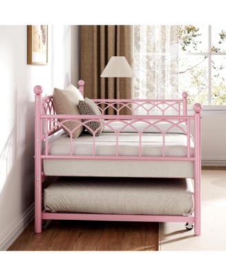 Twin Metal Daybed Sofa Bed Frame with Steel Slat Support, Heavy-Duty, Space-Saving Design for Small Living Rooms or Bedrooms