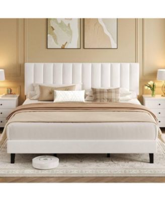 Size Velvet Upholstered Platform Bed Frame with Adjustable Tufted Headboard, No Box Spring Needed