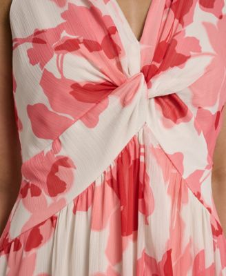 Women's Sleeveless Twist Front Midi Dress