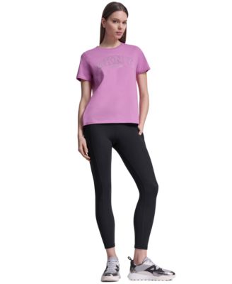 Women's Rhinestone Varsity Logo Relaxed Fit Pull-On T-Shirt