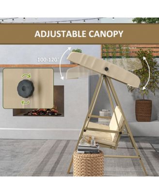 3-Seat Porch Swing with Canopy & Removable Cushions,