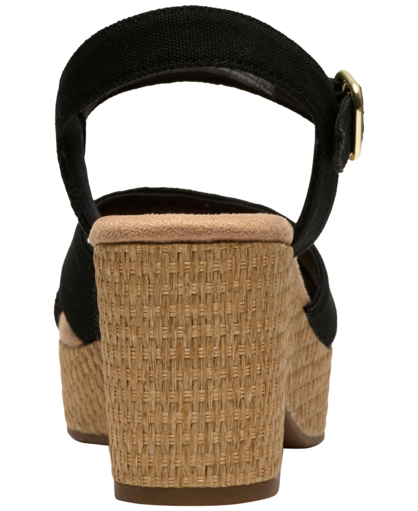 Женские сандалии Clarks Nerisa Twist Round Toe Wedge, цвет: Чёрный холщовый — фото 3