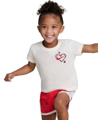 Girls' Toddler 2T-4T Cherry Crewneck T-Shirt and Dri-FIT Tempo Shorts, 2-Piece Set