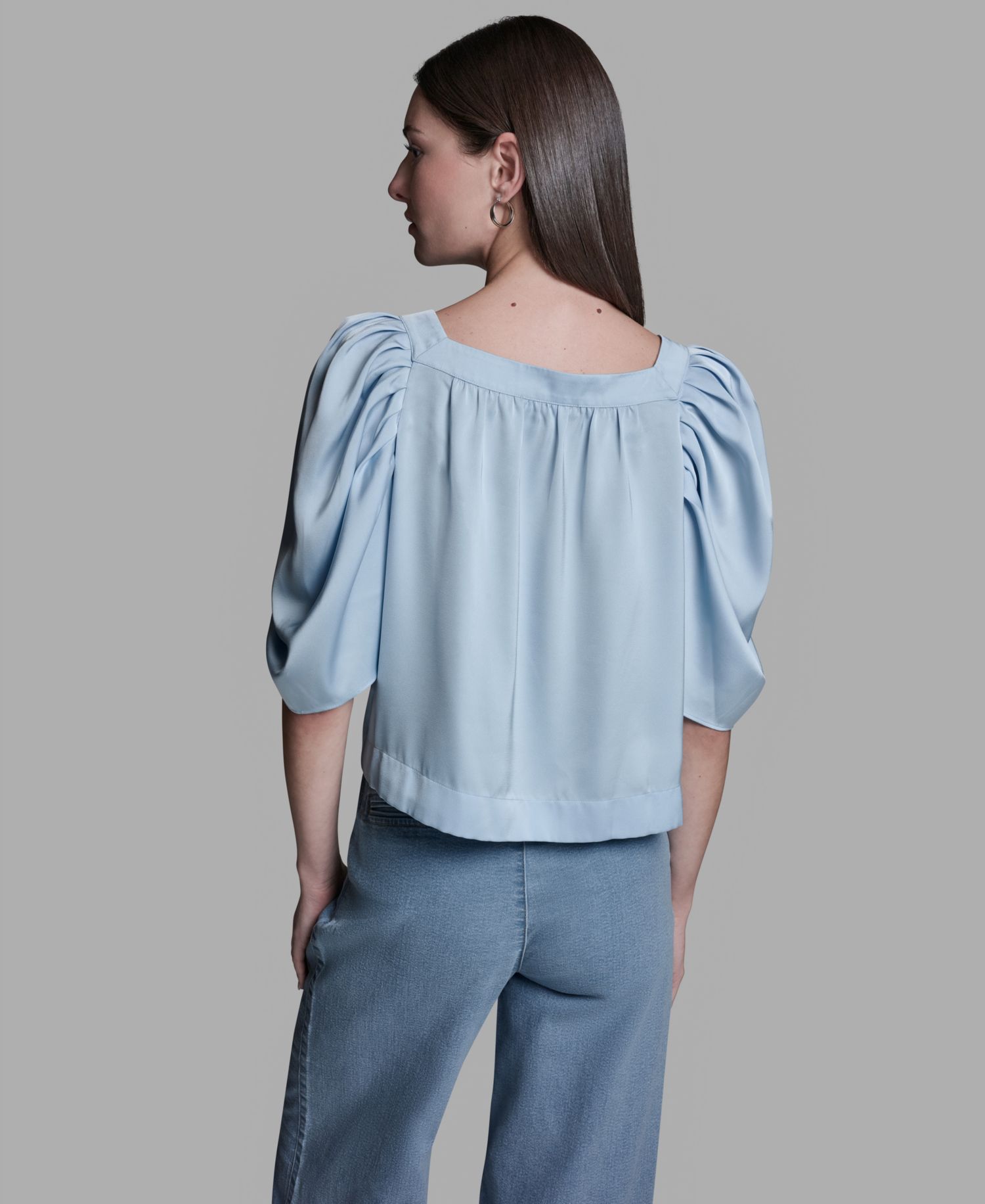 Women's Square Neck Puff-Sleeve Top