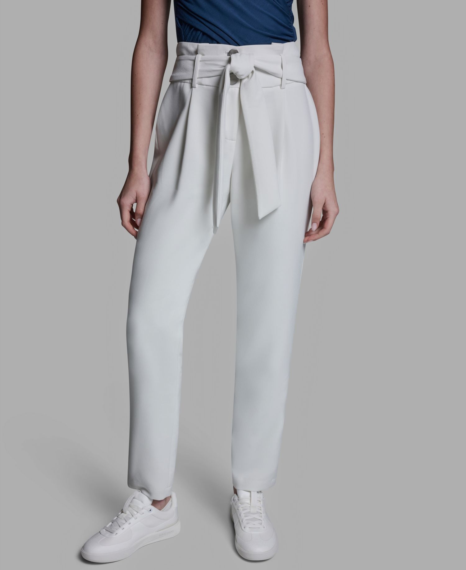Women's High-Rise Tie Detail Straigh-Leg Pants