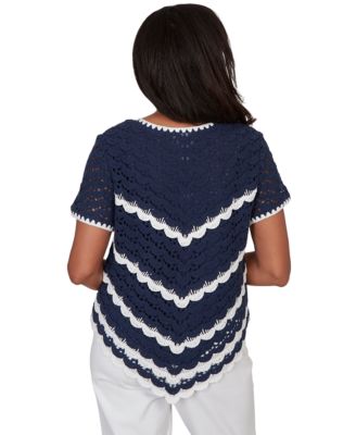 Petite Chevron Crochet Short-Sleeve Top