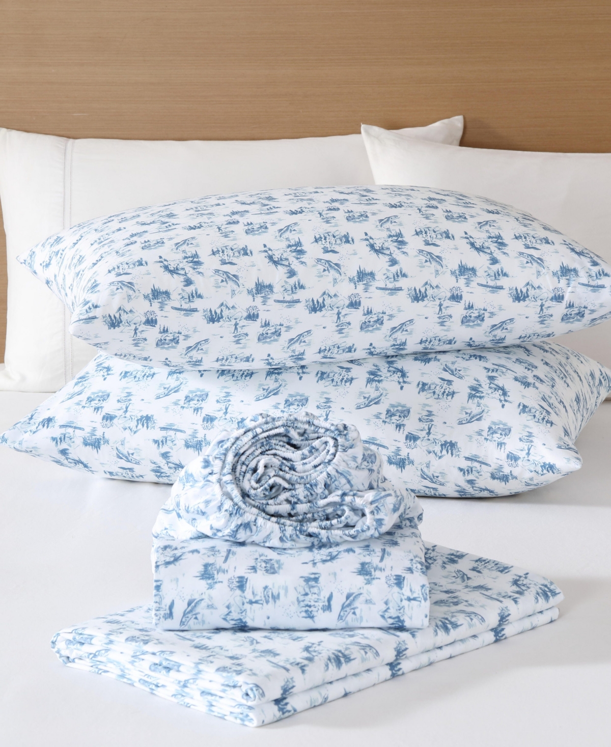 Eddie Bauer Fish Town Toile Temperature Regulating Microfiber -Pc. Sheet Set
