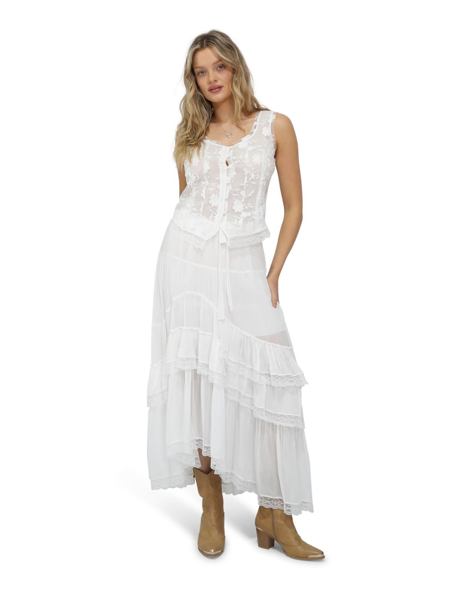 Women's Belle and Bloom Wanderlace Ruffle Maxi Skirt