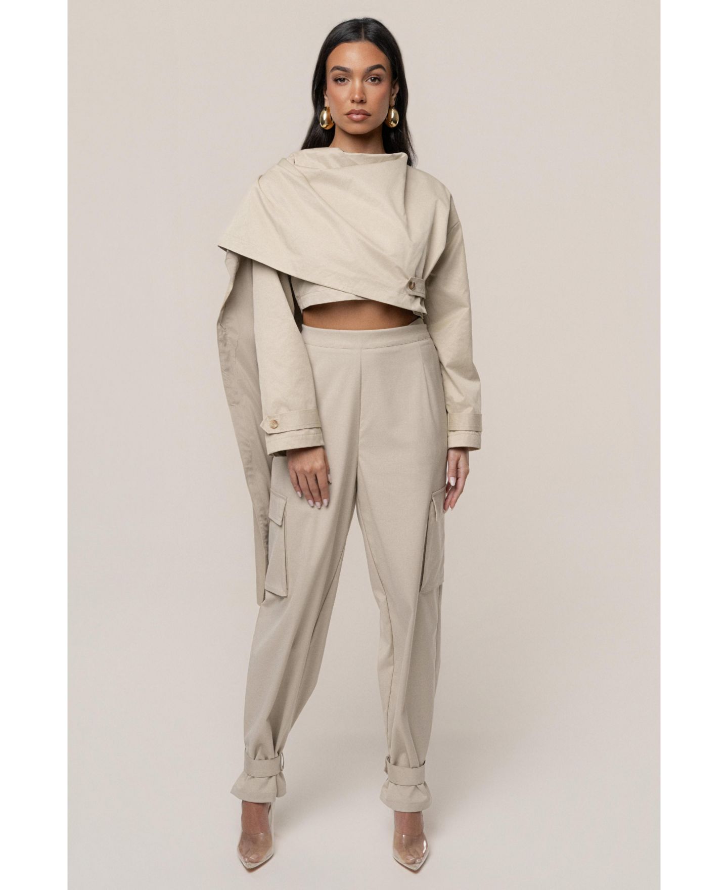 Женские брюки JLUXLABEL Autumn Flow Cargo, цвет: Бежевый — фото 2