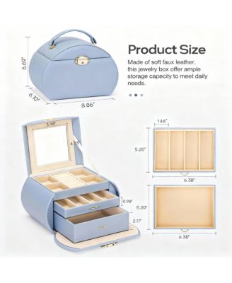 PU Leather Jewelry Organizer with Mirror and Lock