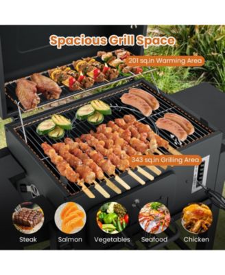 24-Inch Barrel Charcoal Grill with 2 Folding Side Tables and 544 sq.in Cooking Area