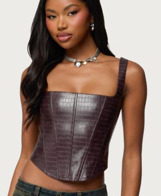Women's Shana Faux Croc Corset Top